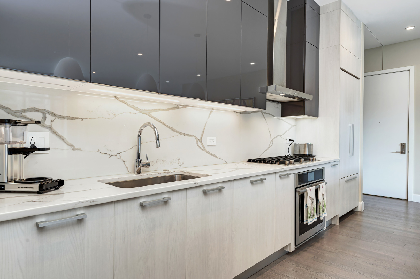 28 North Carpenter Street, Unit 3S Chicago, IL 60607 - Photo 9 of 37 a kitchen with a sink and a stove