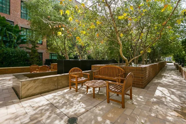a view of a backyard with a garden and plants