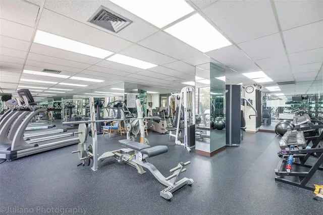 a view of a room with gym equipment