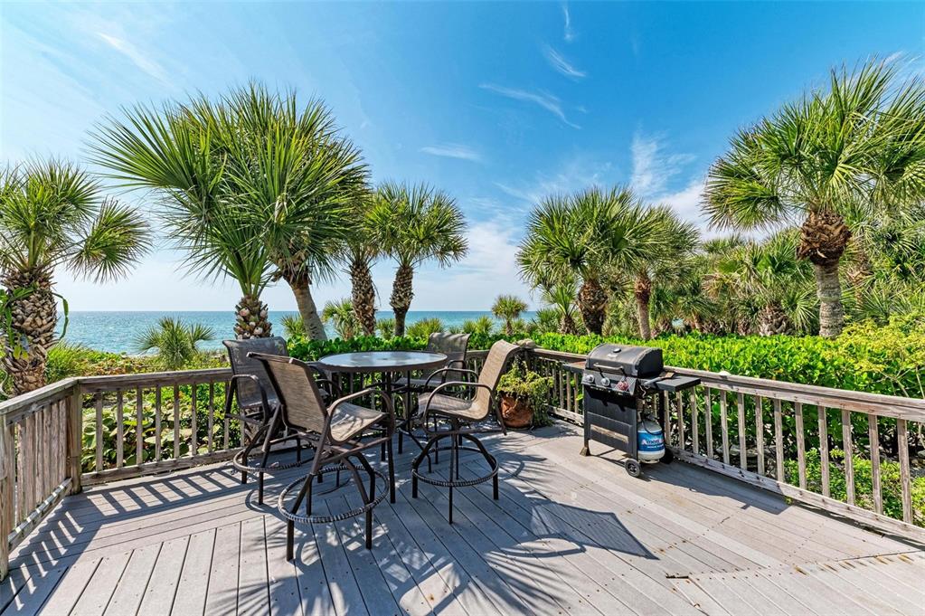 8320 Manasota Key Road Englewood, FL 34223 - Photo 48 of 58 a view of a patio with table and chairs potted plants and palm tree