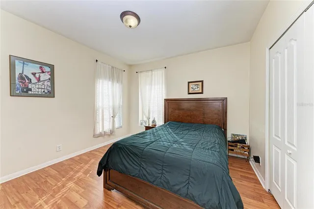 a view of a big yard with plants and large trees