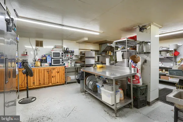 a kitchen with lots of counter top space