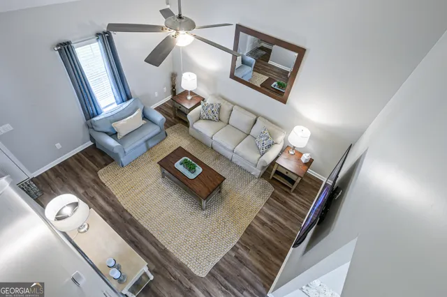 a living room with furniture