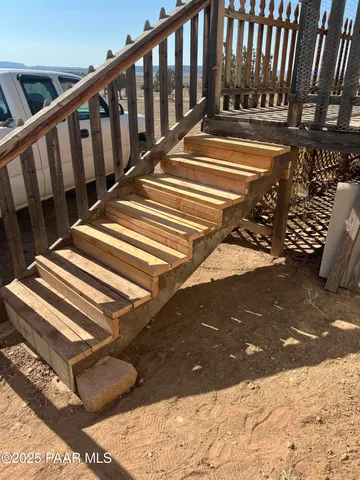 a view of a terrace with sky view