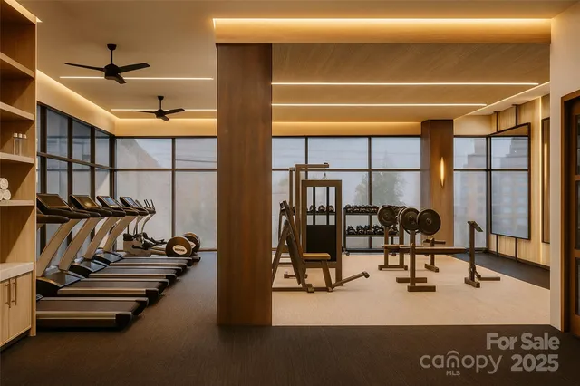 a view of a room with gym equipment
