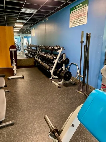 a view of a room with gym equipment