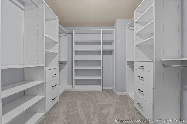 a view of an empty walk in closet