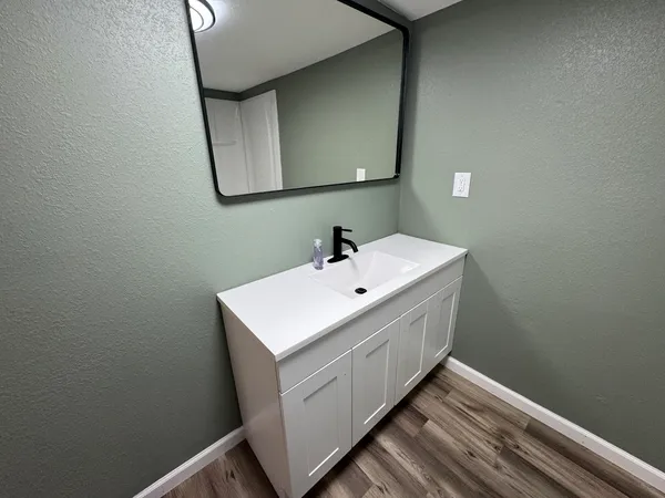 a close up of a mirror