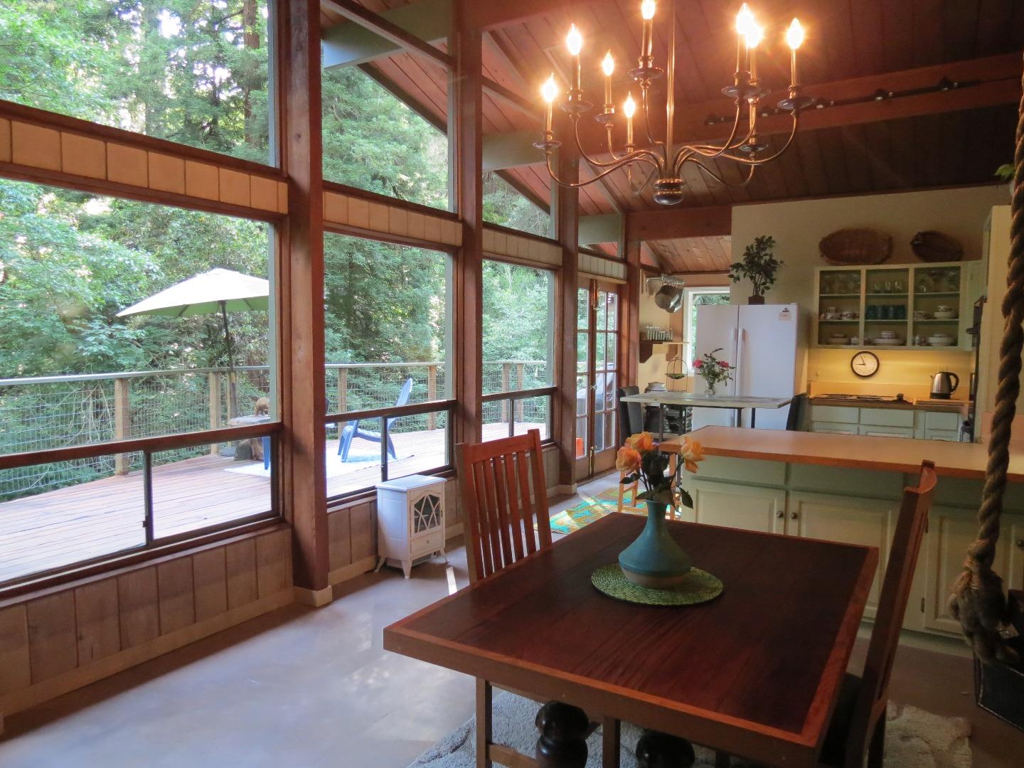 66 Wurr Road Loma Mar, CA 94021 - Photo 3 of 34 a view of a dining room with furniture window and outside view