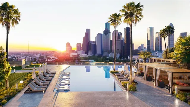 a view of a city with tall buildings