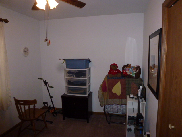 3 Deerefield Court Clinton, IL 61727 - Photo 14 of 29 a bedroom with a bed and a chandelier