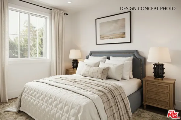 a bedroom with bed and a window