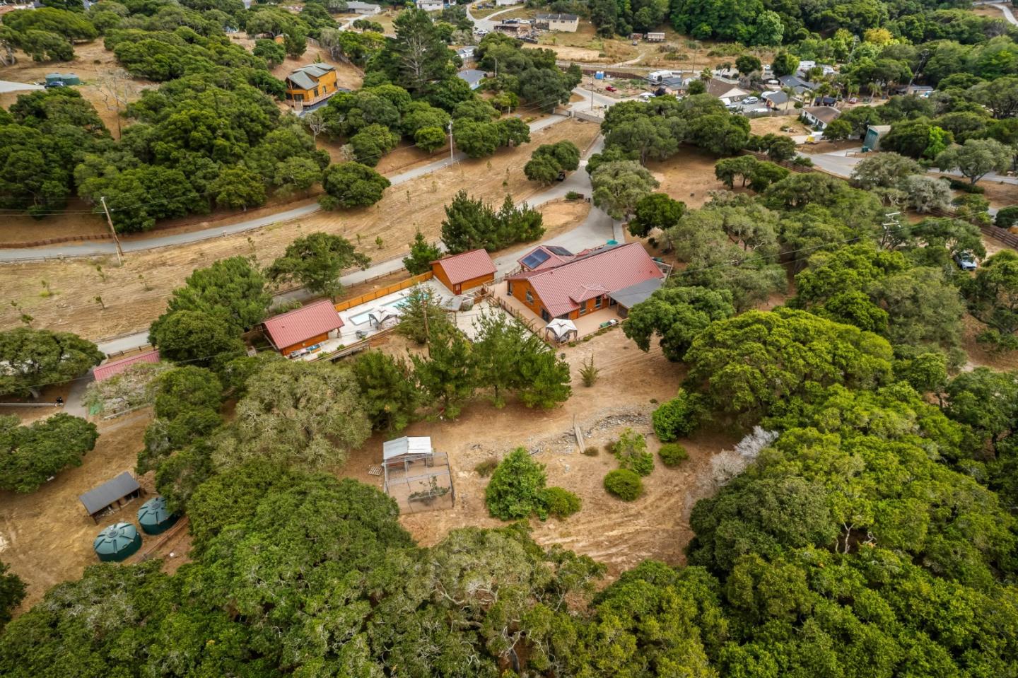 8697 Dyer Road Salinas, CA 93907 - Photo 79 of 94 an aerial view of residential houses with outdoor space and trees