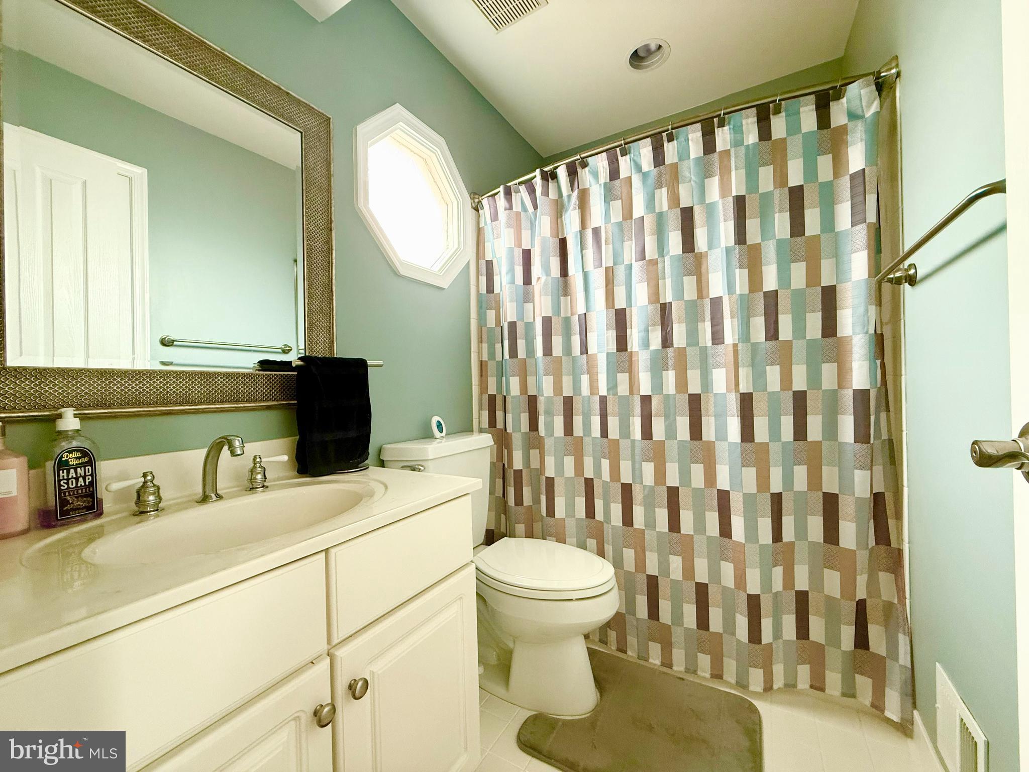 2462 Five Shillings Road Frederick, MD 21701 - Photo 24 of 55 a bathroom with a sink a toilet and shower curtain