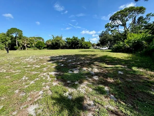 a view of field with trees in the background