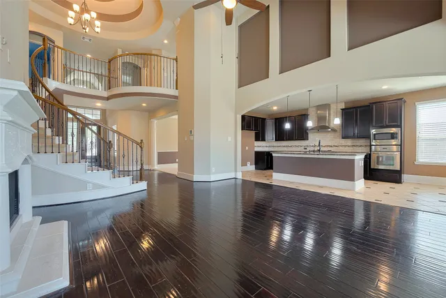 a view of a living room kitchen and a kitchen