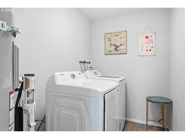 a utility room with dryer and washer