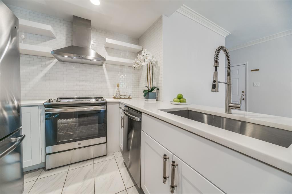 4034 Rawlins Street, Unit 104 Dallas, TX 75219 - Photo 8 of 19 a kitchen with a stove and a sink
