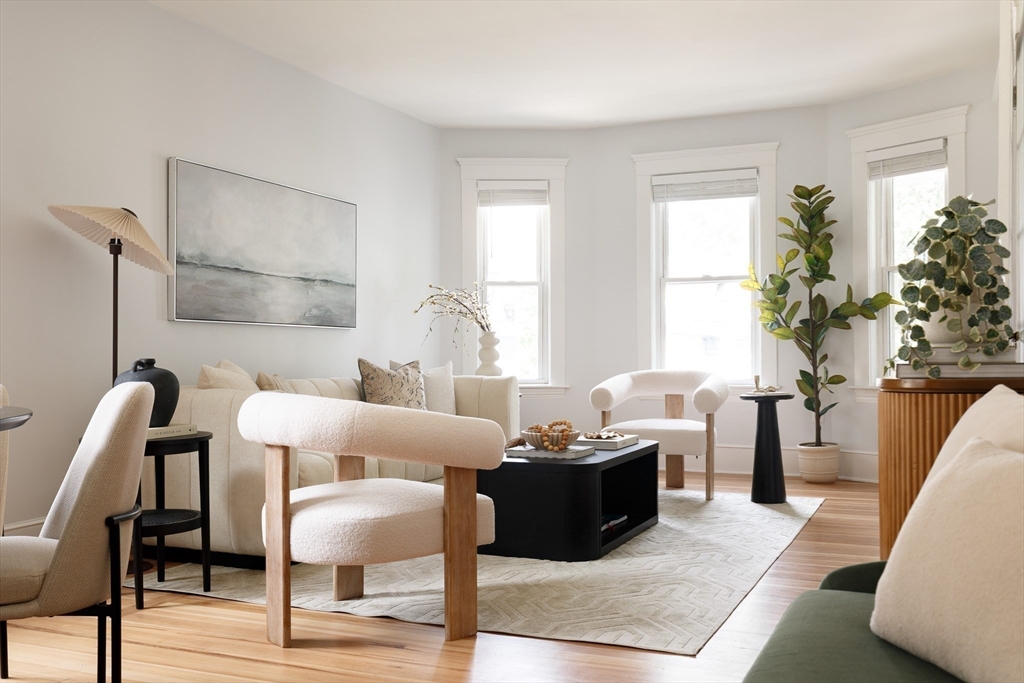 128 Thorndike Street, Unit 128 Arlington, MA 02474 - Photo 5 of 20 a living room with furniture and a potted plant