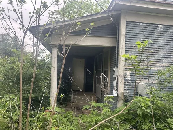 a view of a bird house next to a yard