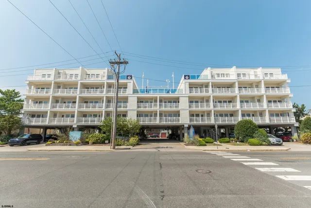 front view of a building with a street