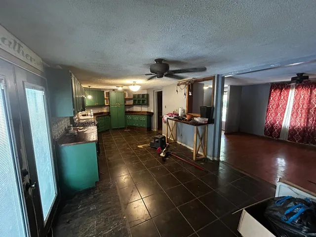 a kitchen with lots of counter top space