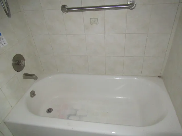 a bathroom with a tub