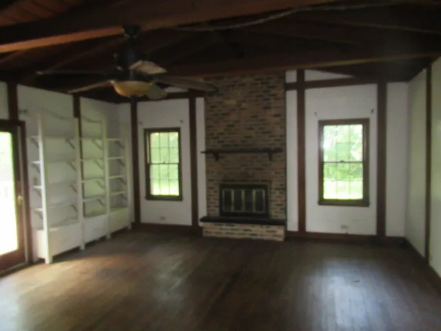 an empty room with windows