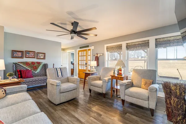 a close view of a fireplace with wooden floor