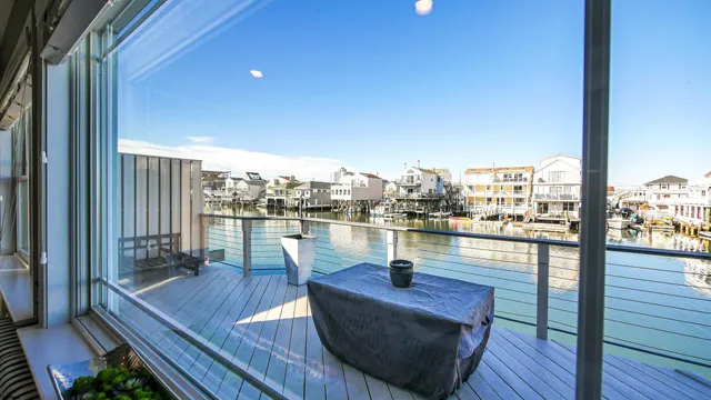 a view of a lake from a balcony