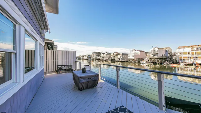 a view of roof deck with seating space