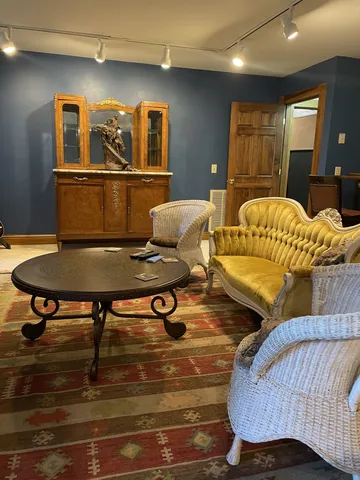 a view of a door and window in the room