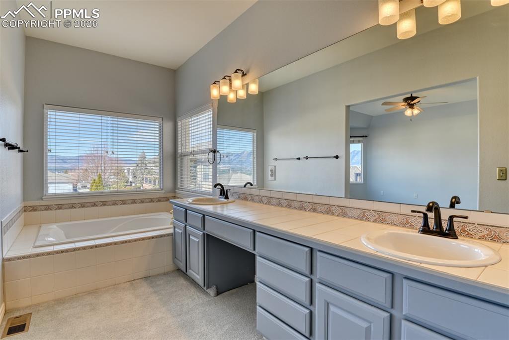 Undisclosed Address Colorado Springs, CO 80921 - Photo 6 of 49 a bathroom with a sink and a large mirror