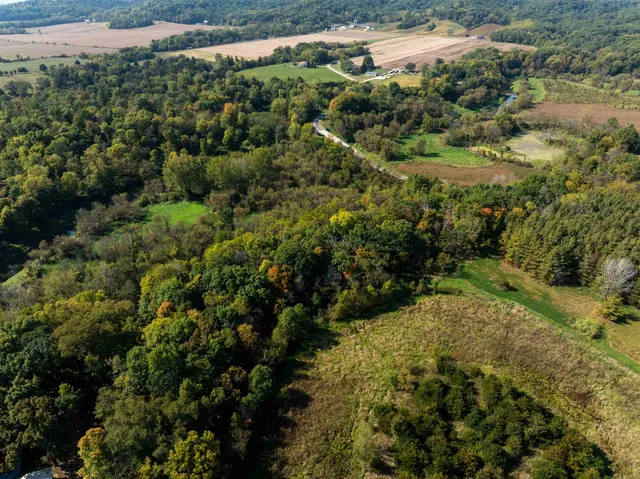 an aerial view of mountain with trees