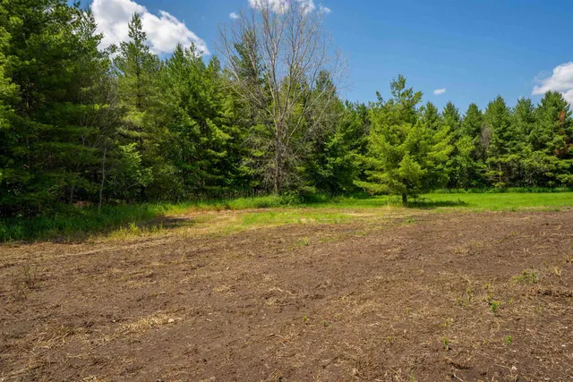 a view of a big yard with a house in the background