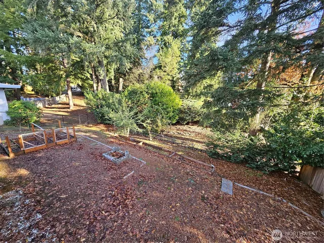 a view of backyard with green space