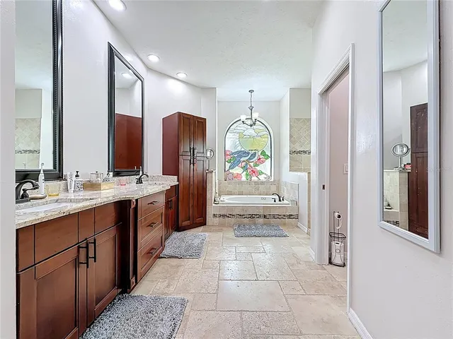 a view of a yard with an trees