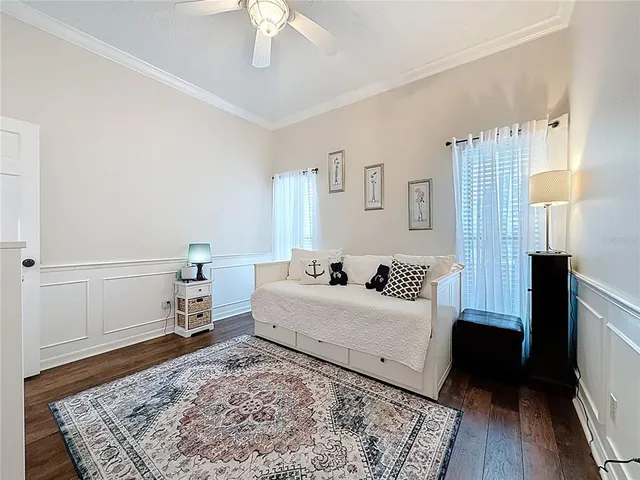 an aerial view of an and swimming pool