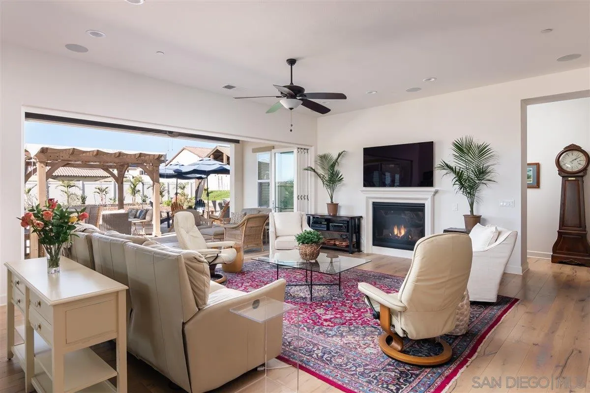 1309 Malone Court Escondido, CA 92026 - Photo 11 of 39 a living room with furniture a fireplace and a flat screen tv