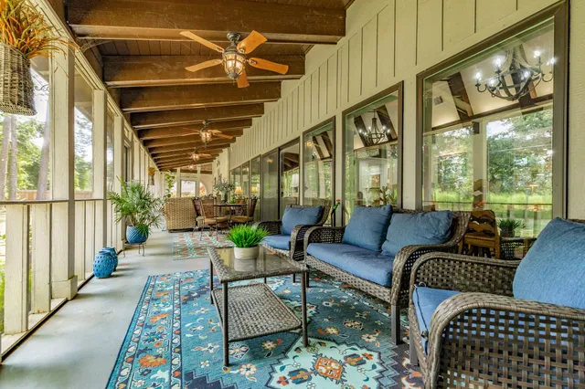 a living room with furniture