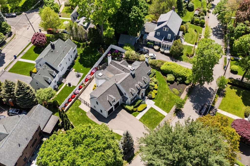 20 Risley Road Newton, MA 02465 - Photo 39 of 41 an aerial view of residential house with outdoor space and swimming pool