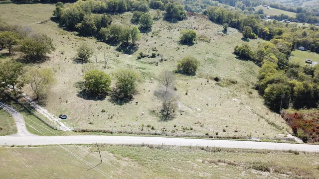 a view of a yard with a mountain