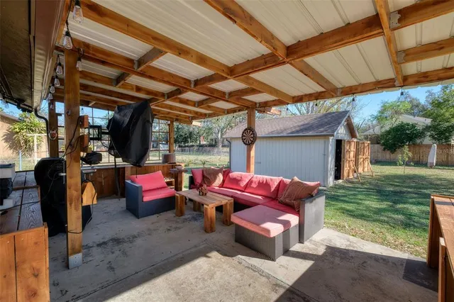 a outdoor space with patio lots of furniture