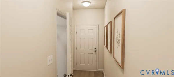 a view of a hallway with closet area