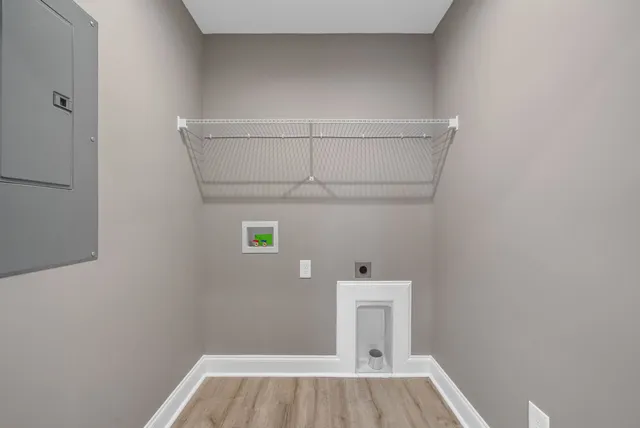 a view of small space with racks on the wall