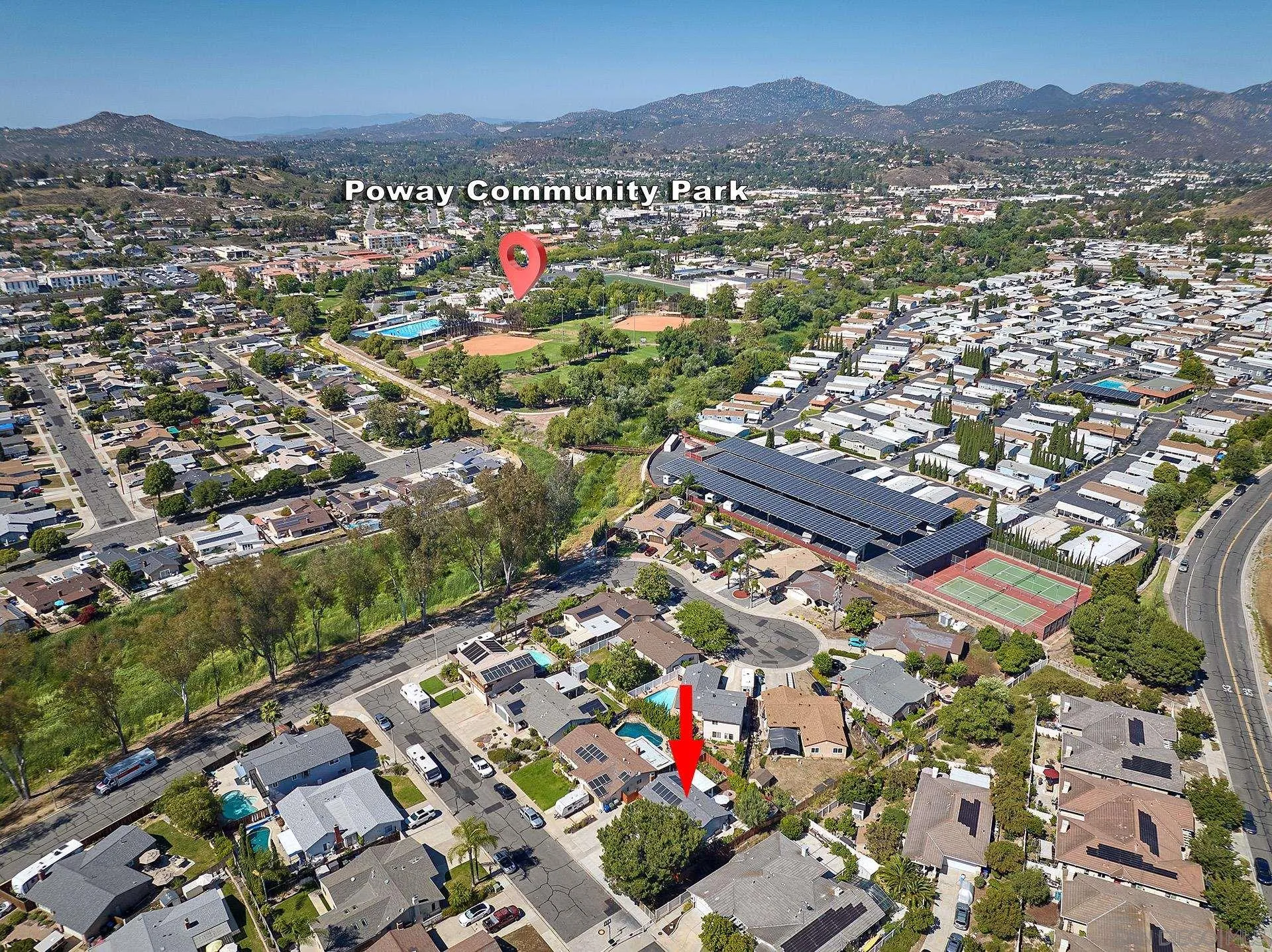 12835 Reo Real Drive Poway, CA 92064 - Photo 36 of 46 an aerial view of residential houses with outdoor space and trees