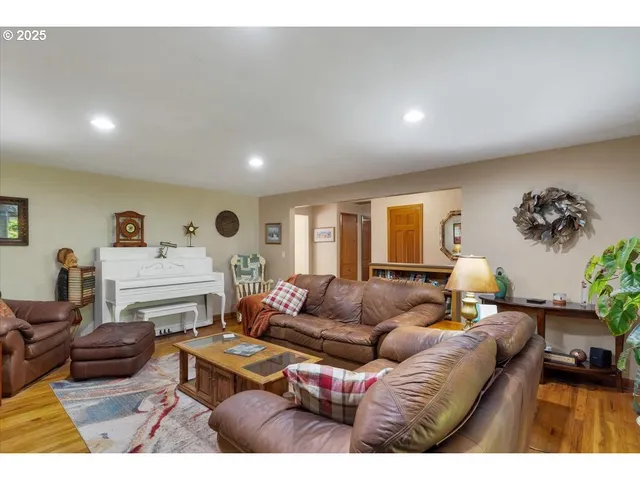 a living room with furniture and a couch