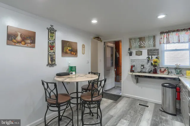 a view of a hallway with painted walls