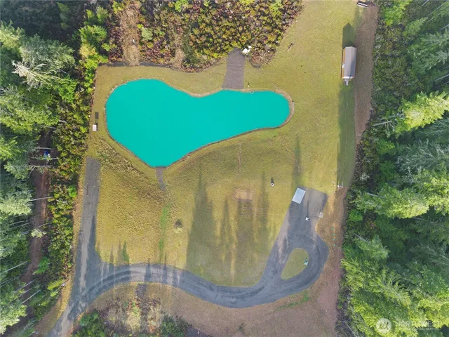 a view of a swimming pool with an outdoor space