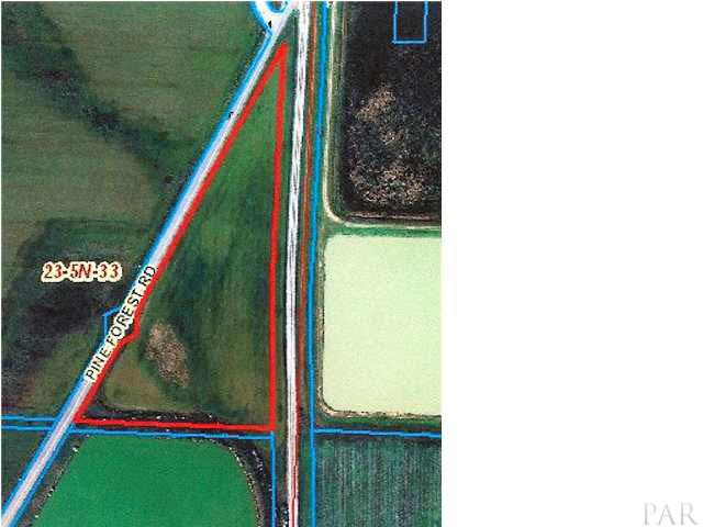 1 Pine Forest Road McDavid, FL 32568 - Photo 1 of 10 This is an aerial of the property. This red outline indicates the exact location of the property, which is the triangular shaped parcel
